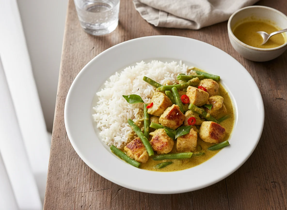 Chicken and Green Bean Curry with White Rice photo