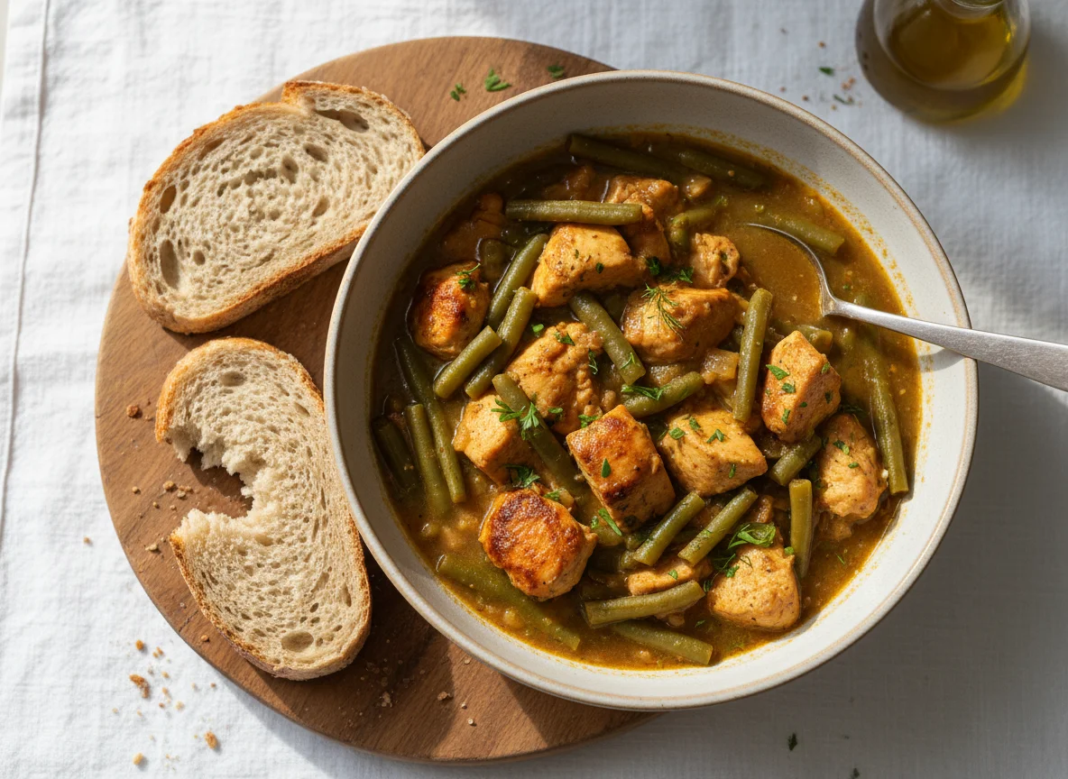 Chicken and Green Bean Stew with Bread photo