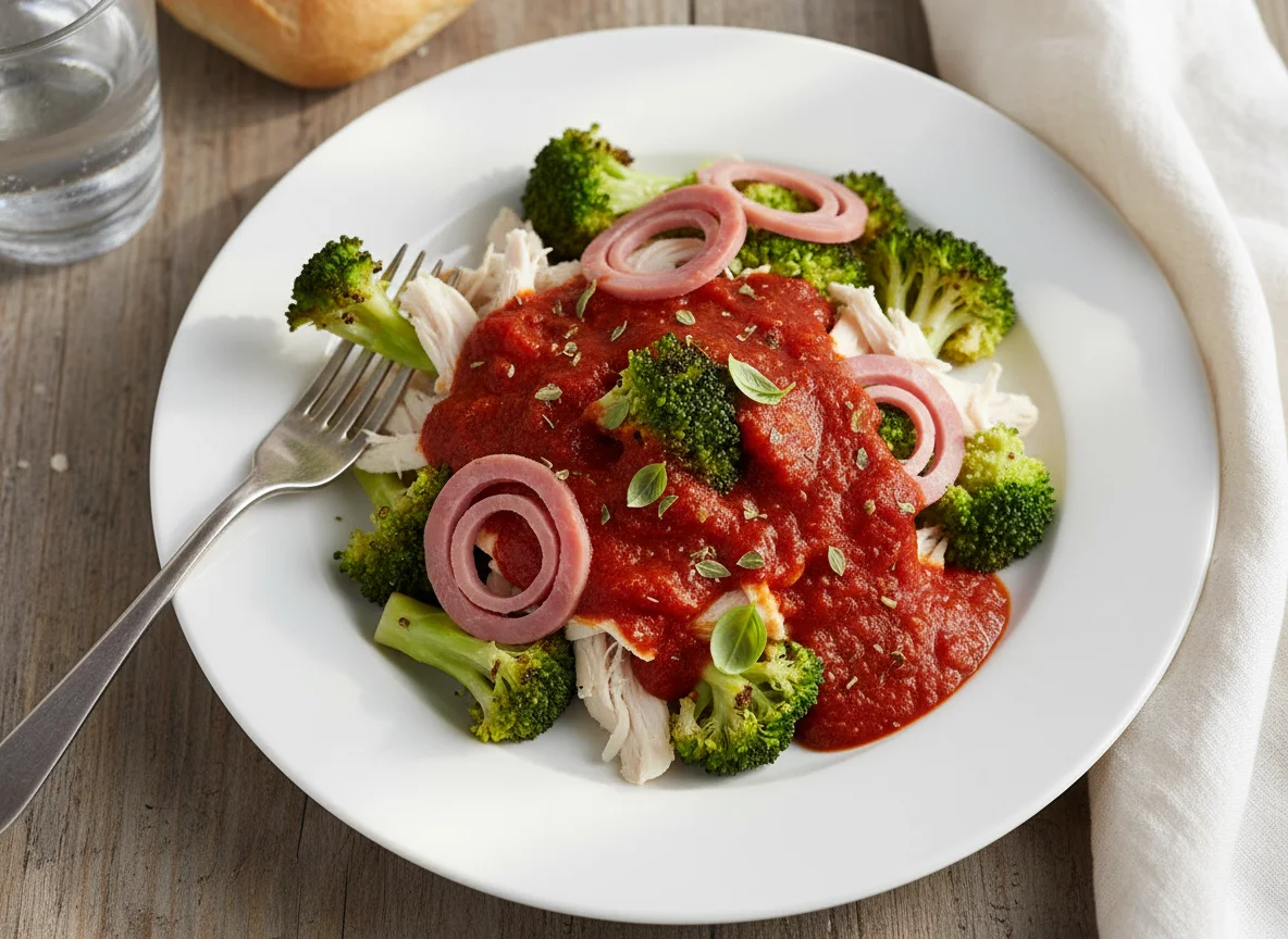 Chicken and Ham with Broccoli and Sauce photo