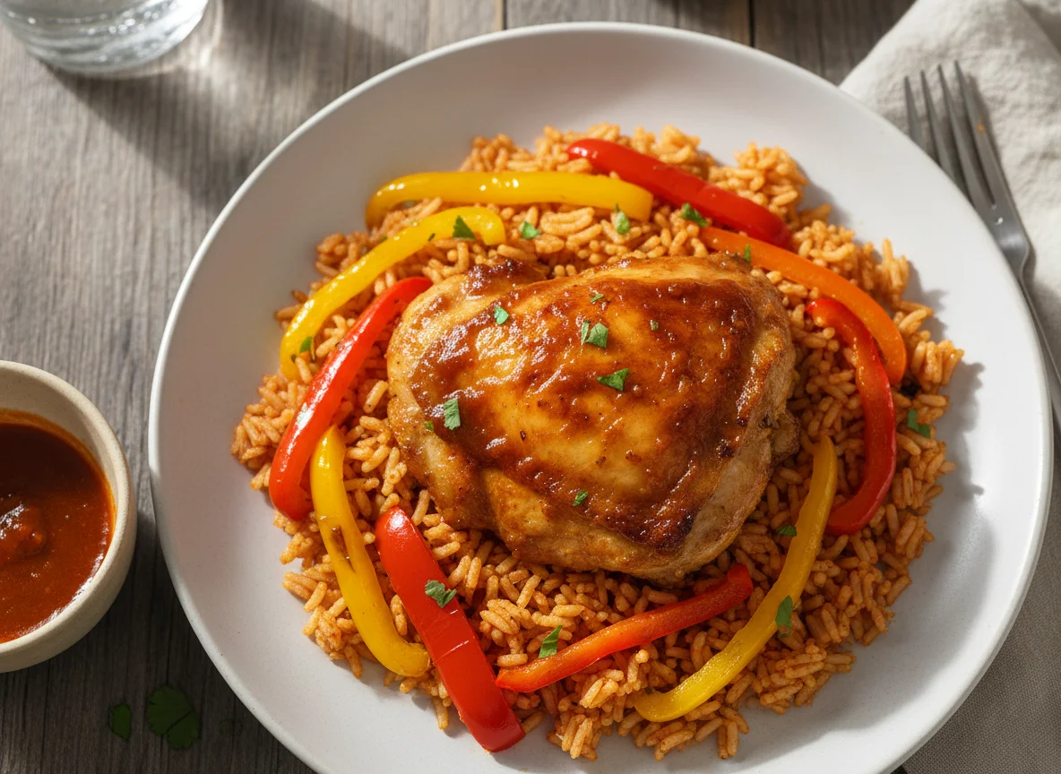 Chicken and Jollof Rice with Peppers photo