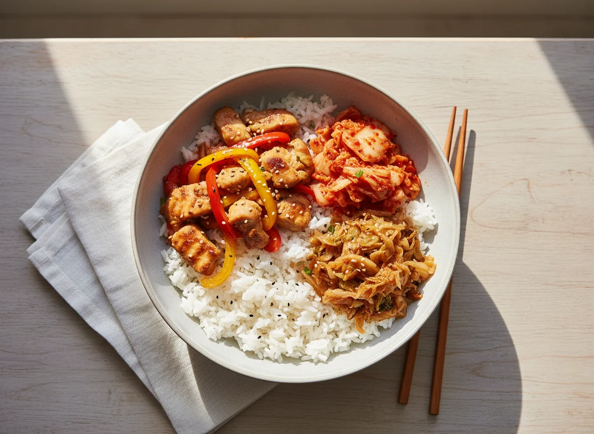 Chicken and Kimchi Rice Bowl photo