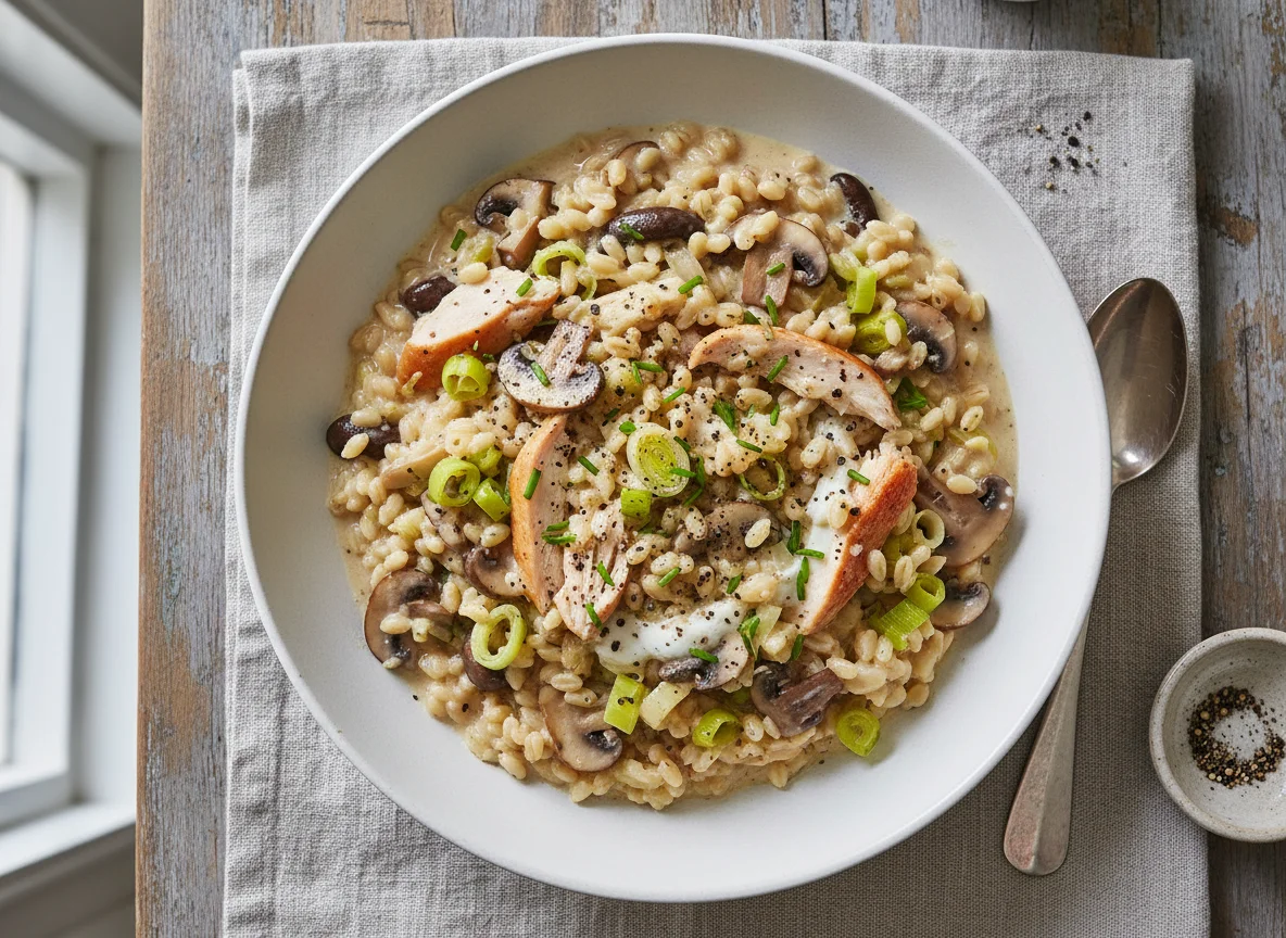 Chicken and Leek Risotto with Barley photo