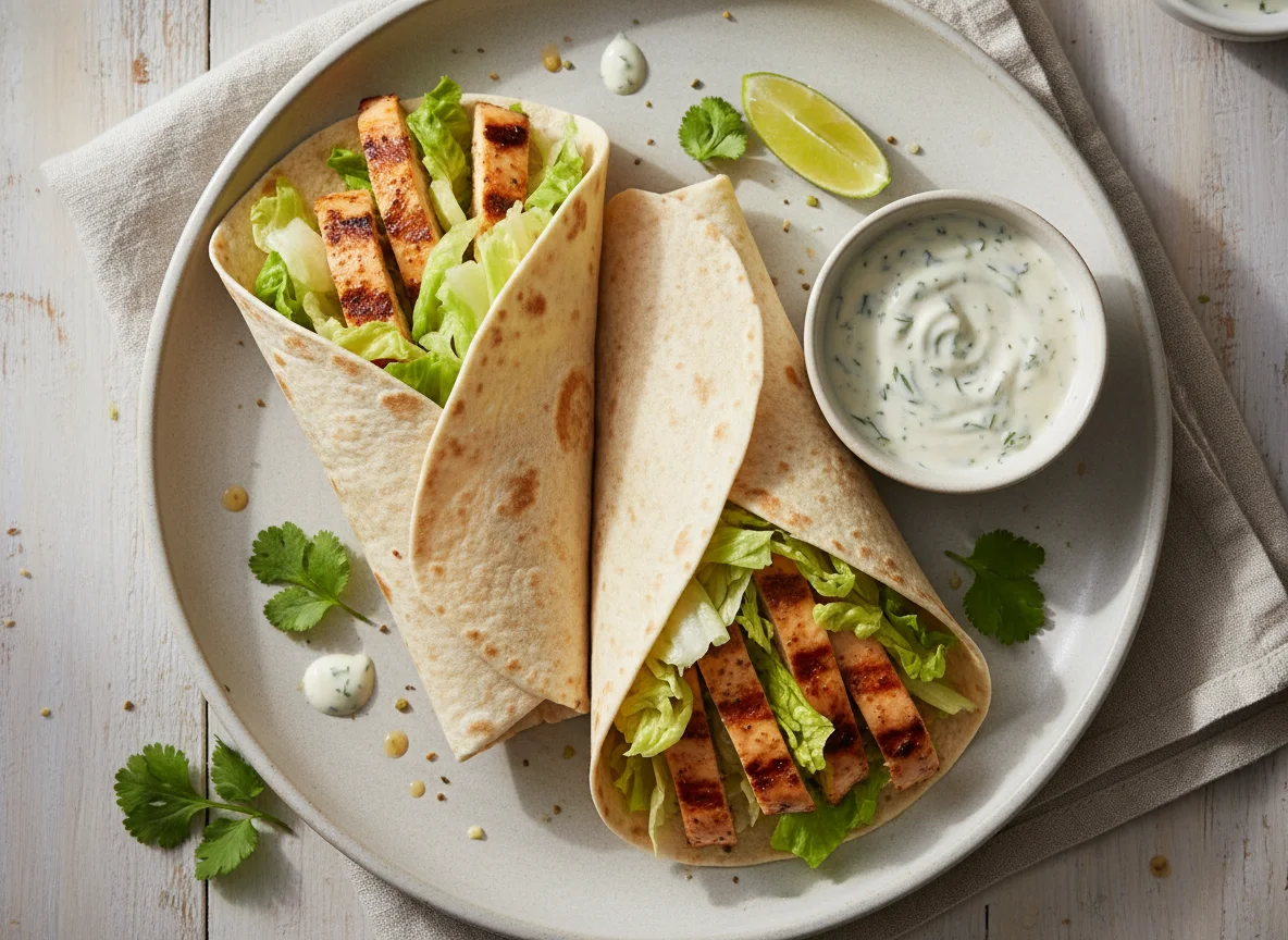 Chicken and Lettuce Wrap with Sauce photo