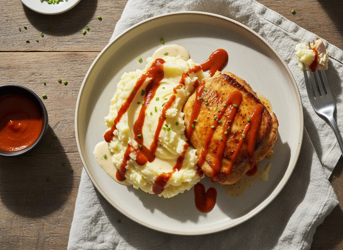 Chicken and Mashed Potatoes with Hot Sauce photo