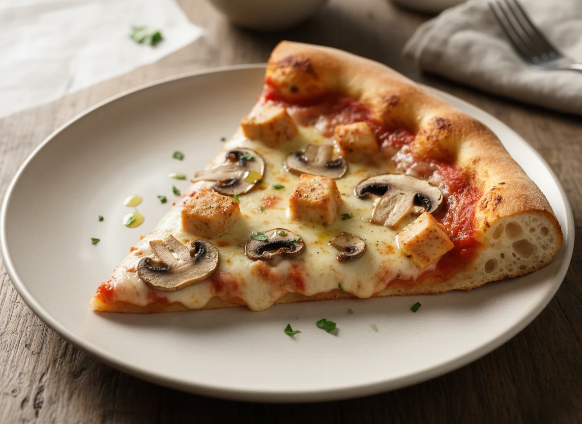 Chicken and Mushroom Pizza Slice photo