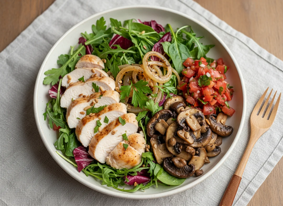 Chicken and Mushroom Salad Bowl photo