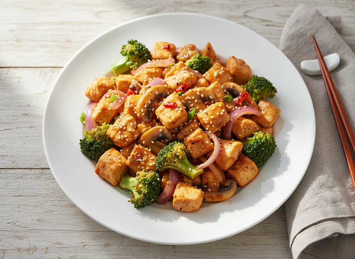 Chicken and Mushroom Stir-fry with Broccoli photo