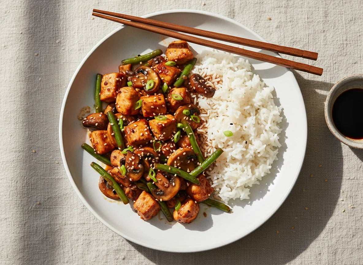 Chicken and Mushroom Stir-fry with Rice photo