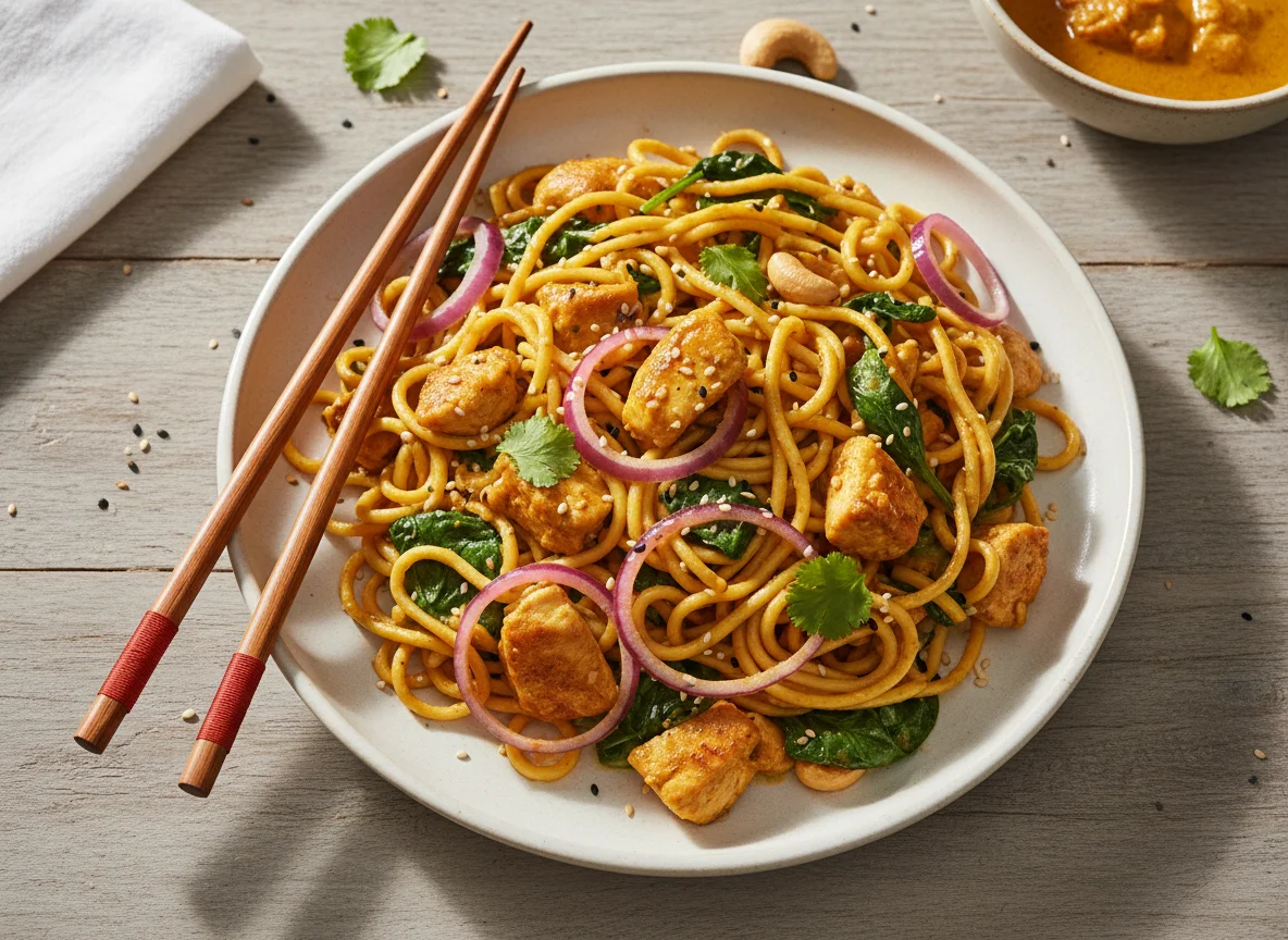 Chicken and Noodle Stir-fry with Curry Sauce photo