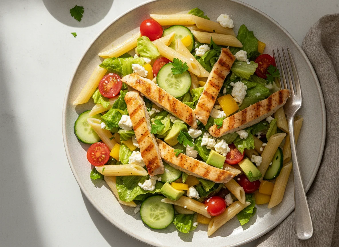 Chicken and Pasta Salad with Mixed Vegetables photo