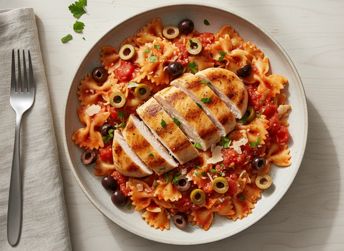 Chicken and Pasta with Olives photo