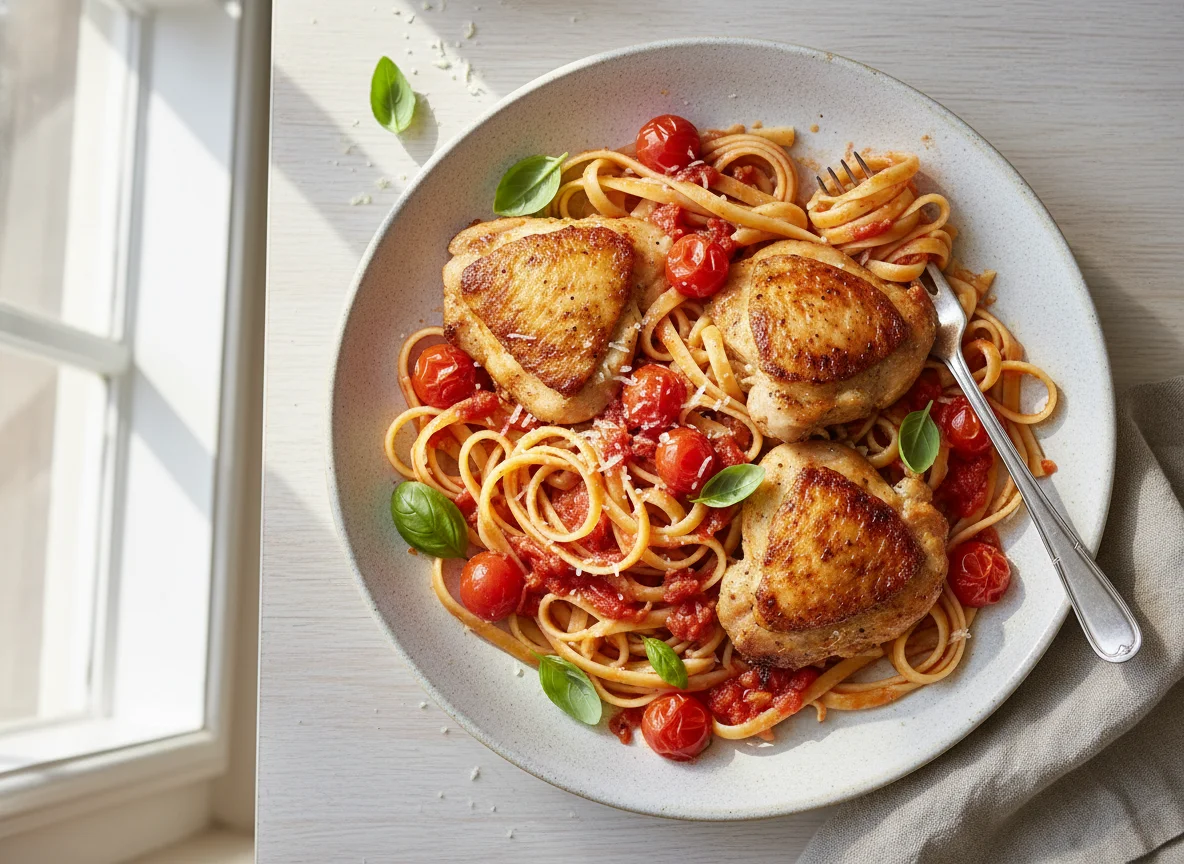 Chicken and Pasta with Tomato Sauce photo