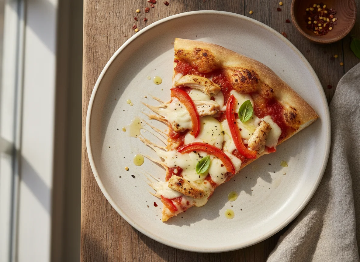 Chicken and Pepper Pizza Slice photo