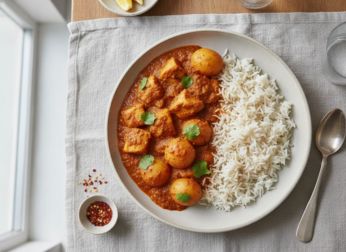 Chicken and Potato Curry with Basmati Rice photo