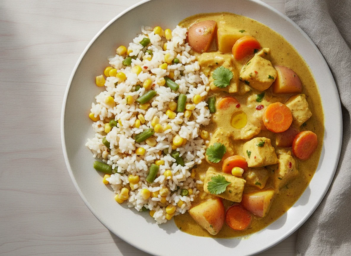 Chicken and Potato Curry with Corn Rice photo