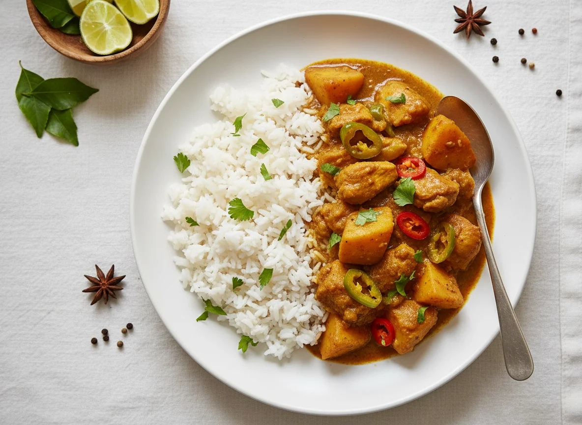 Chicken and Potato Curry with Rice photo