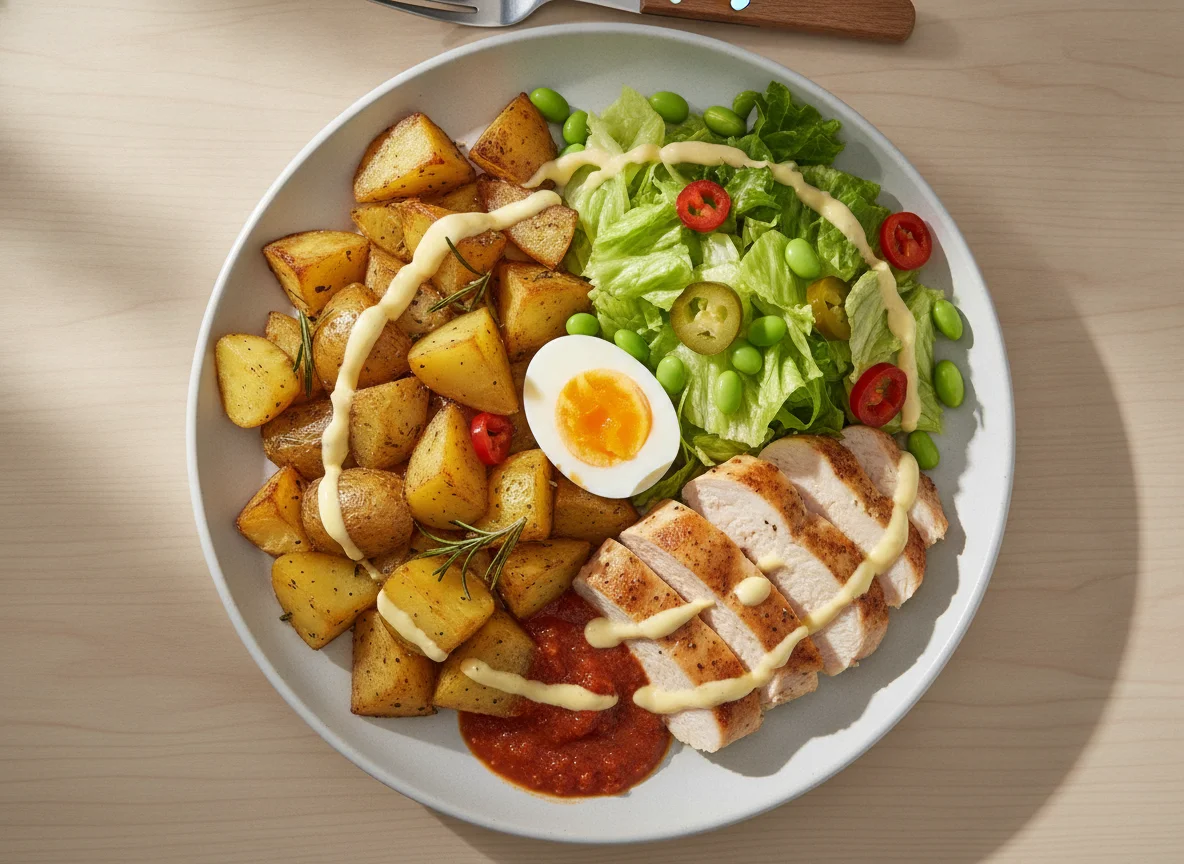 Chicken and Potato Platter with Salad photo