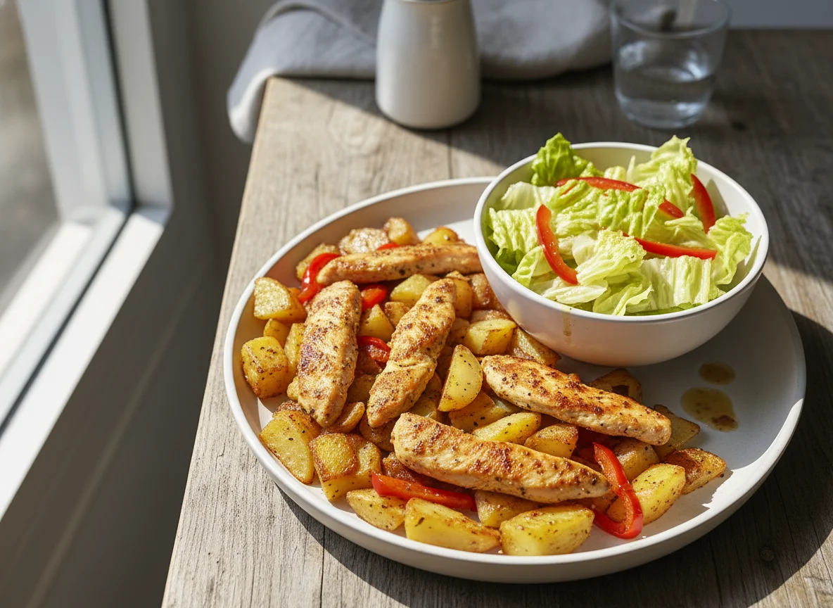 Chicken and Potato Skillet with Side Salad photo