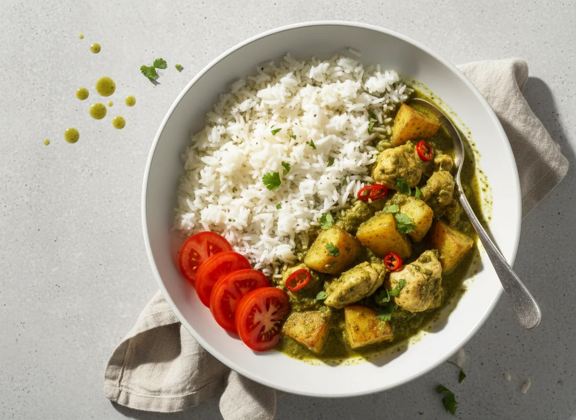 Chicken and Potato Stew with Rice and Tomato photo