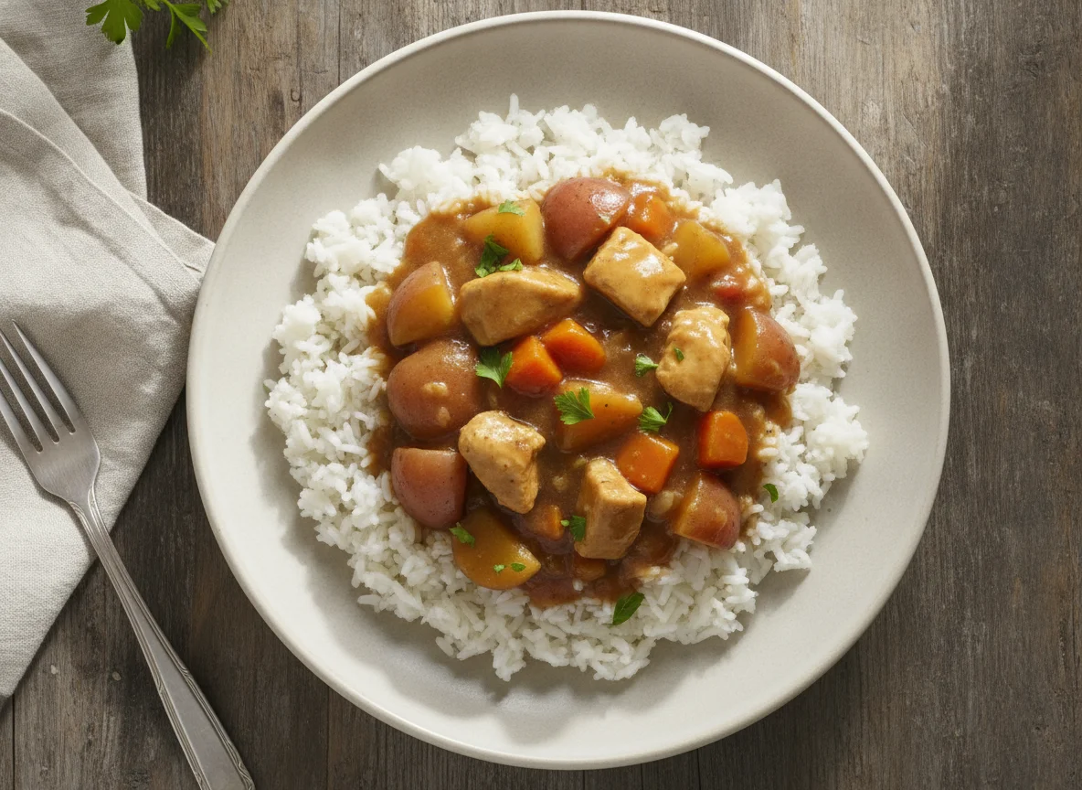 Chicken and Potato Stew with White Rice photo
