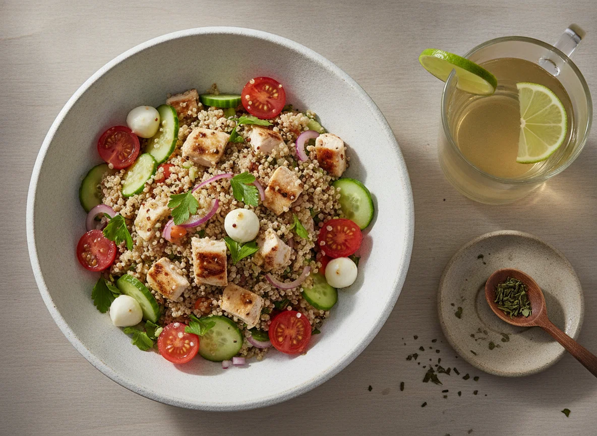 Chicken and Quinoa Salad with Green Tea photo