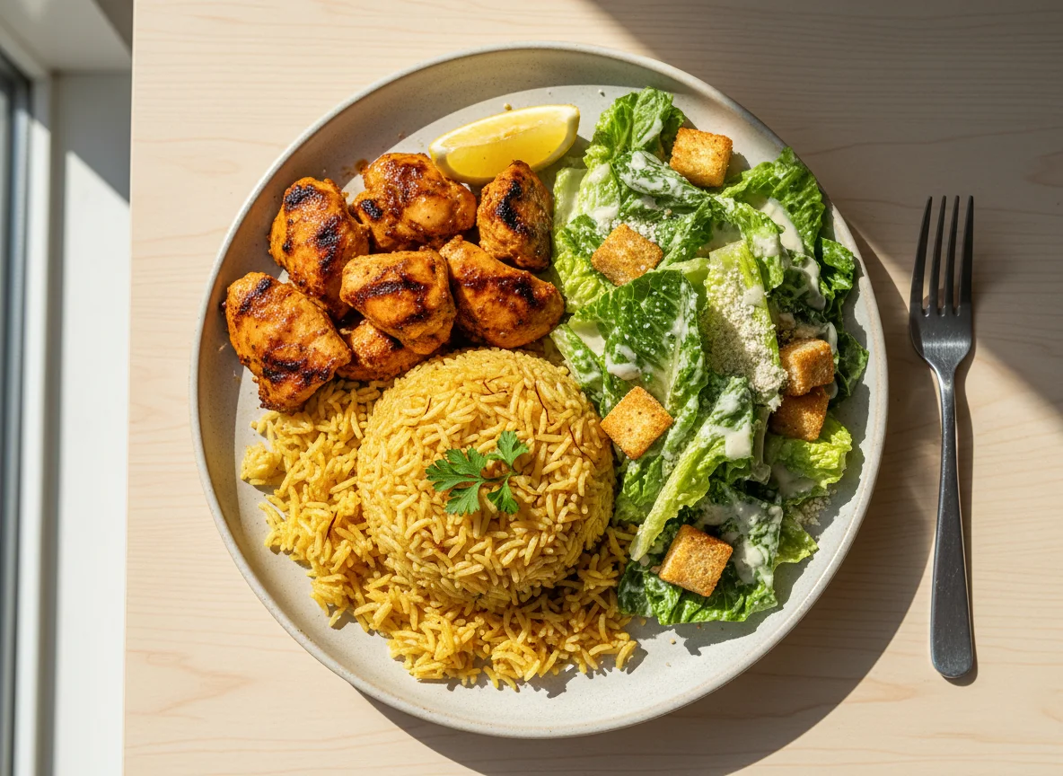 Chicken and Rice with Caesar Salad photo