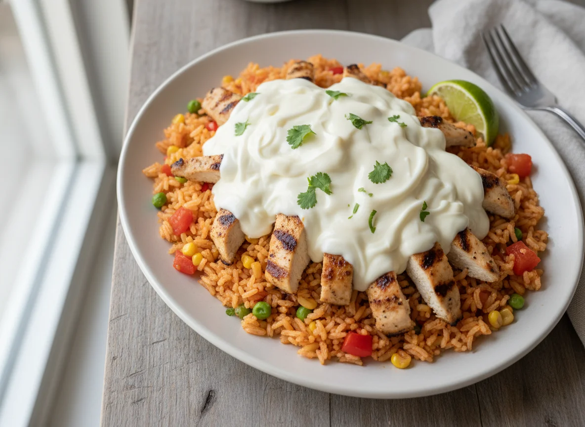 Chicken and Rice with Cheese Sauce photo