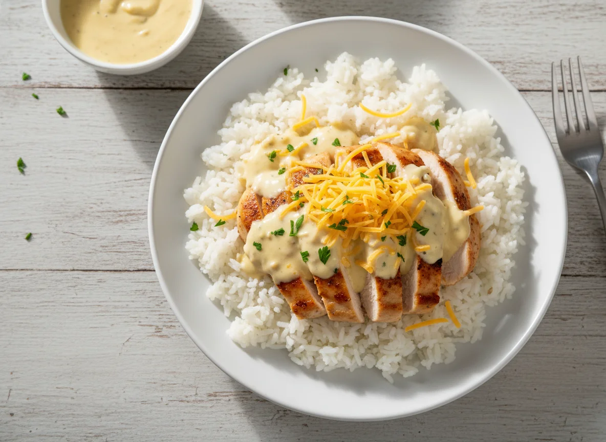 Chicken and Rice with Cream Sauce and Cheese photo