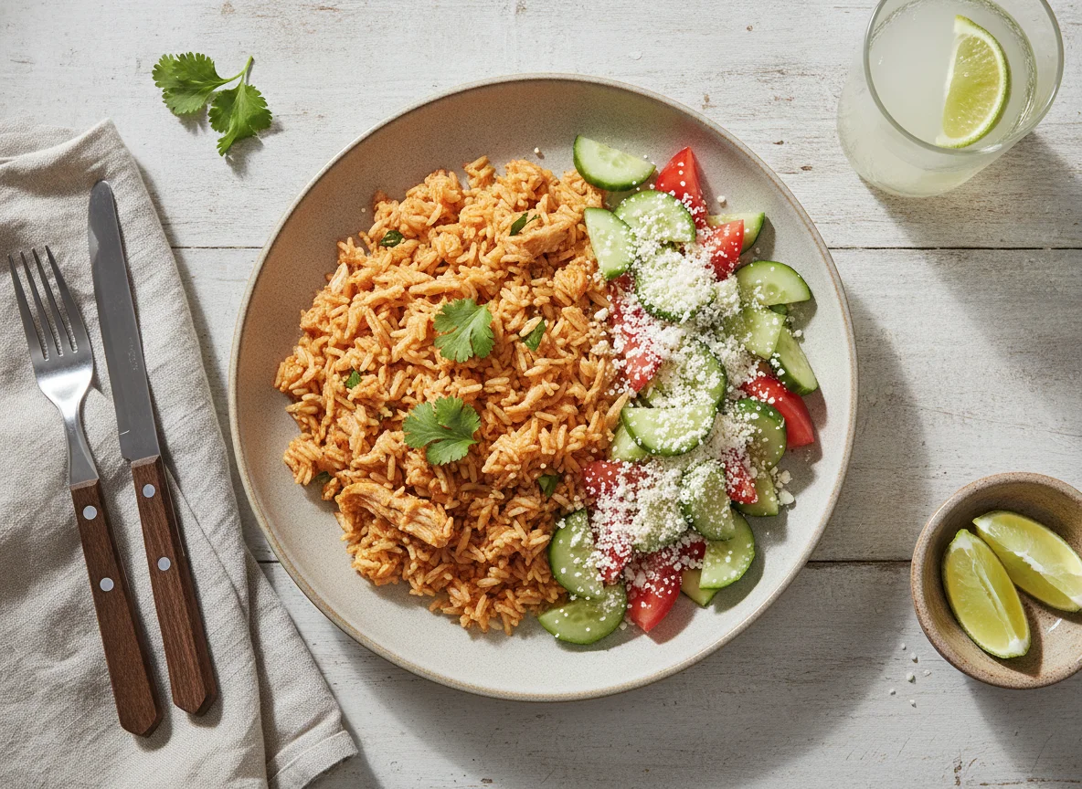 Chicken and Rice with Fresh Salad photo