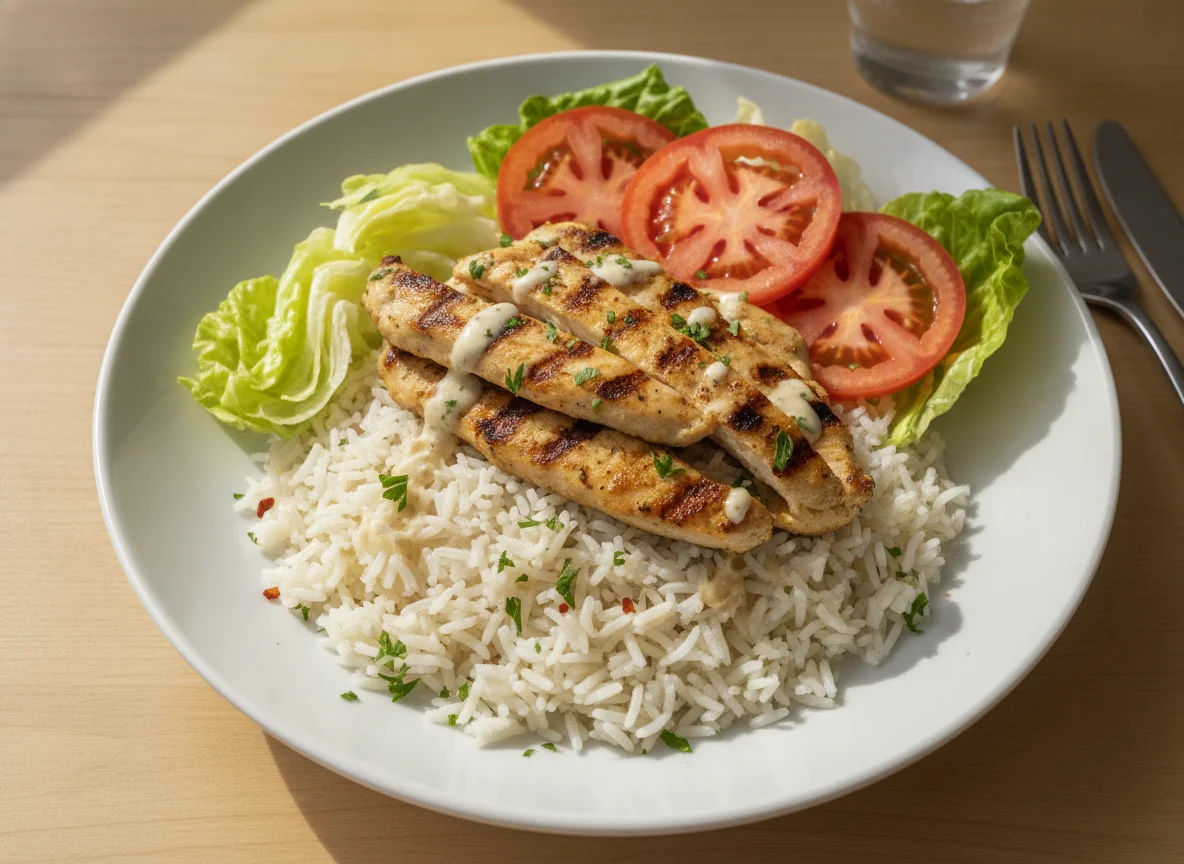 Chicken and Rice with Tomato and Lettuce photo