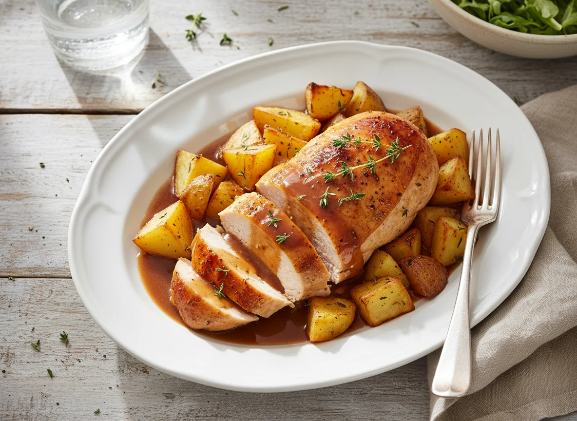 Chicken and Roasted Potatoes with Gravy photo