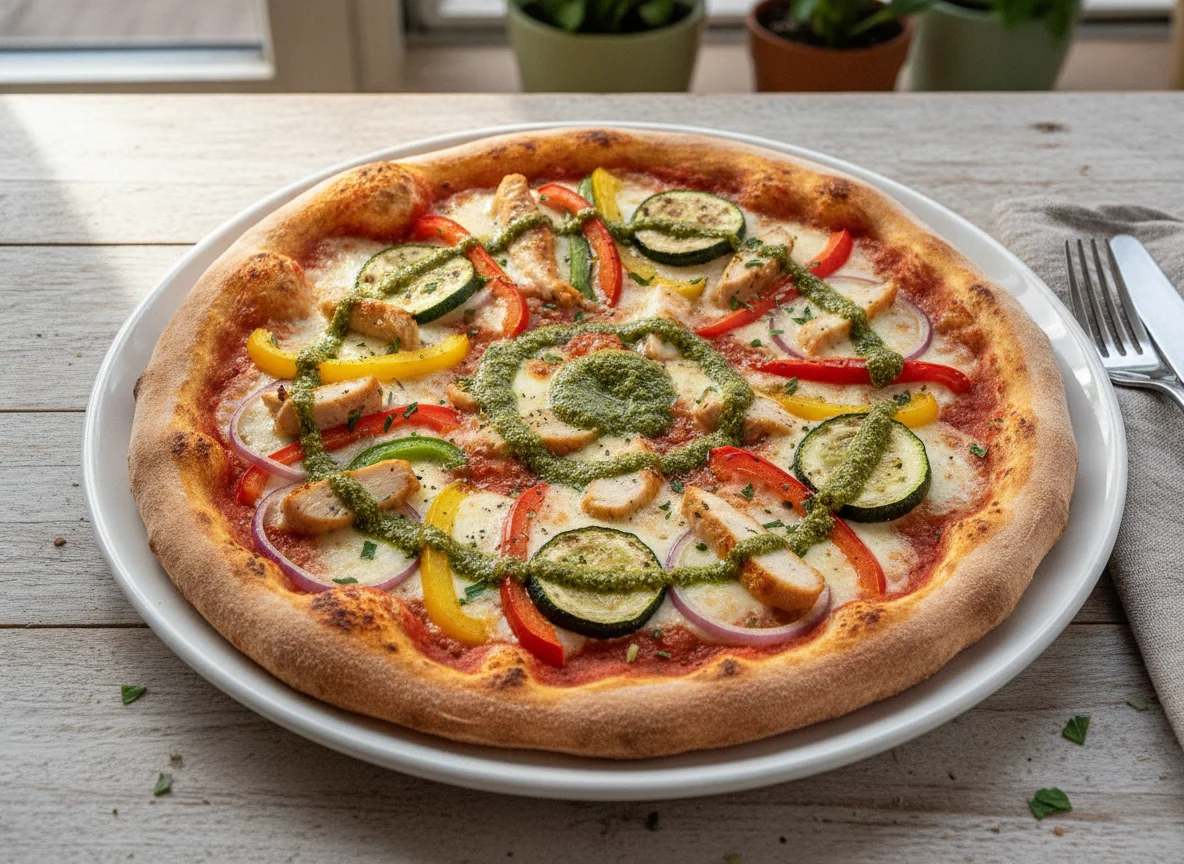 Chicken and Roasted Vegetable Pizza photo