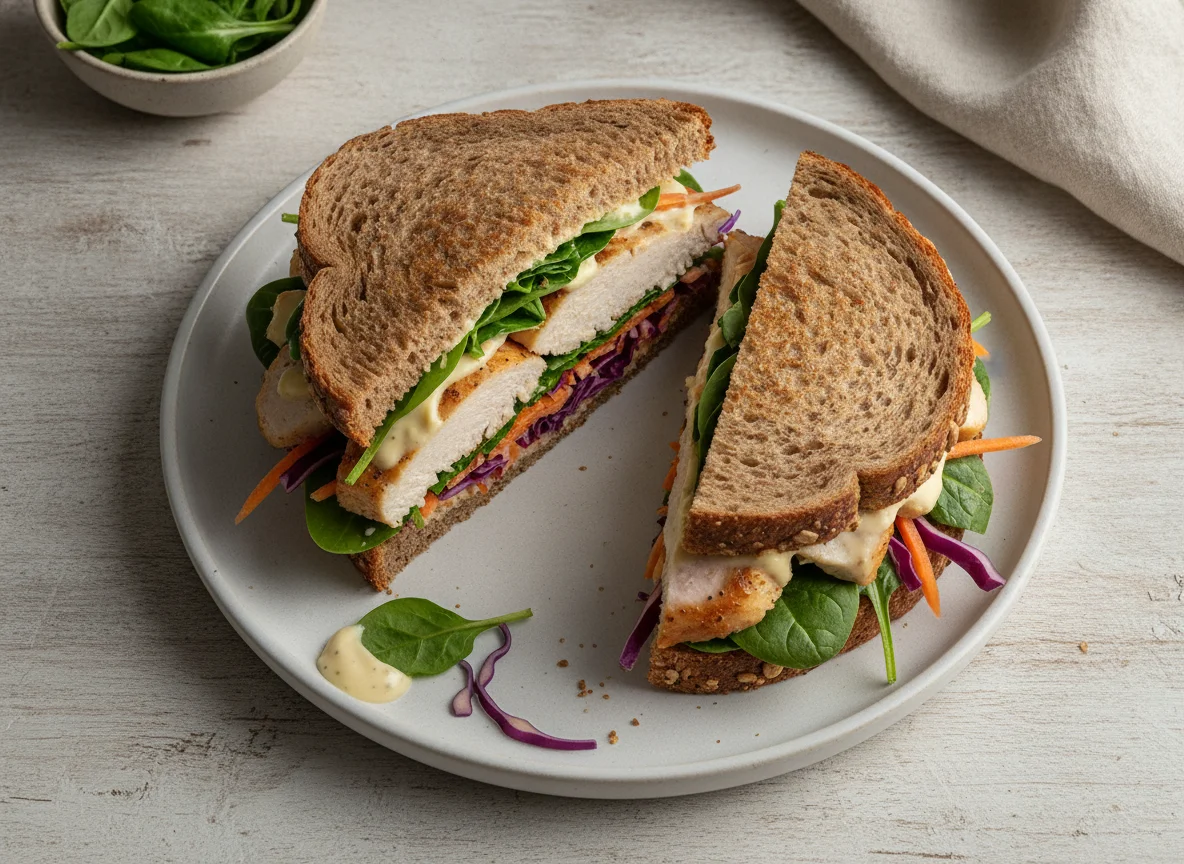 Chicken and Salad Sandwich on Wholemeal Bread photo