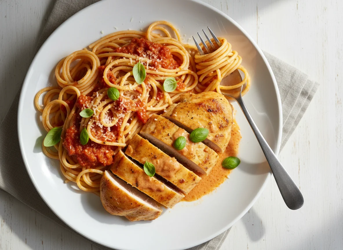 Chicken and Spaghetti with Tomato Sauce photo