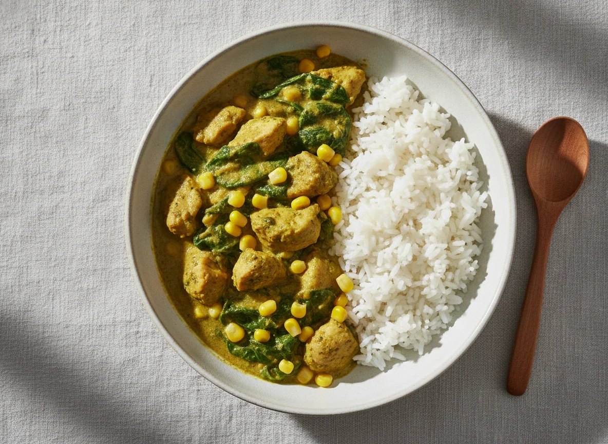 Chicken and Spinach Curry with Rice photo