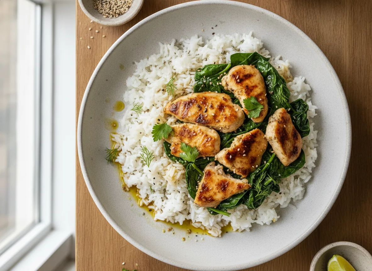 Chicken and Spinach Rice Bowl photo