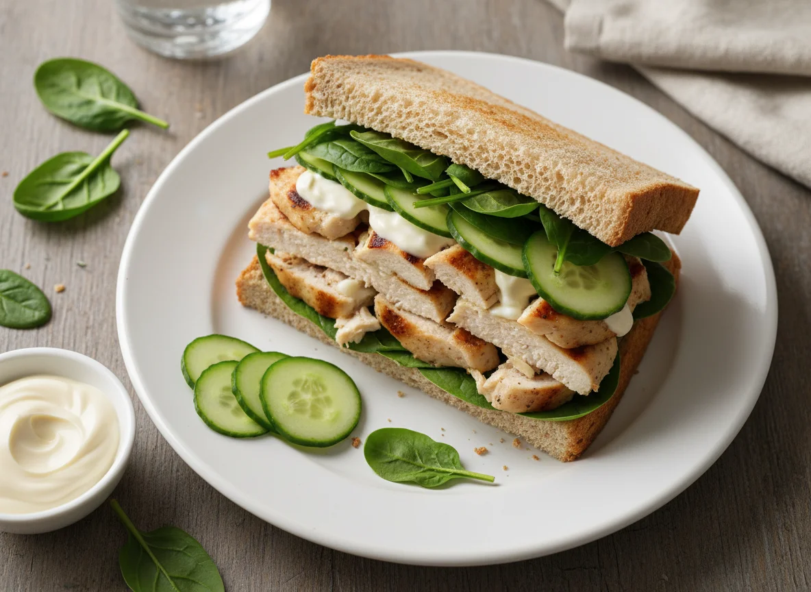 Chicken and Spinach Sandwich with Cucumber photo