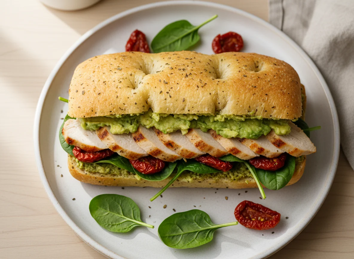 Chicken and Sun-dried Tomato Focaccia Sandwich photo
