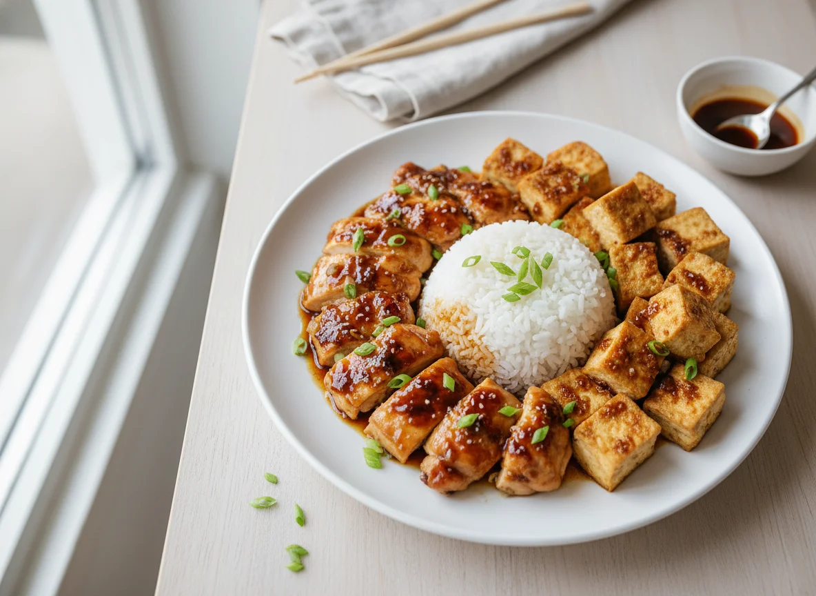 Chicken and Tofu with Rice photo