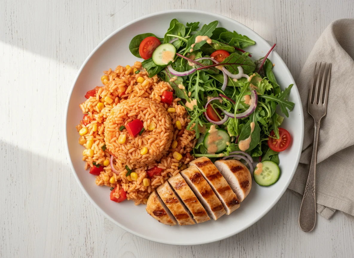 Chicken and Tomato Rice with Mixed Salad photo