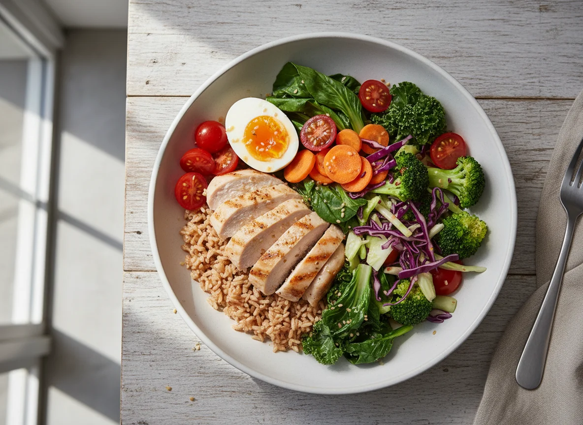 Chicken and Vegetable Bowl with Egg photo