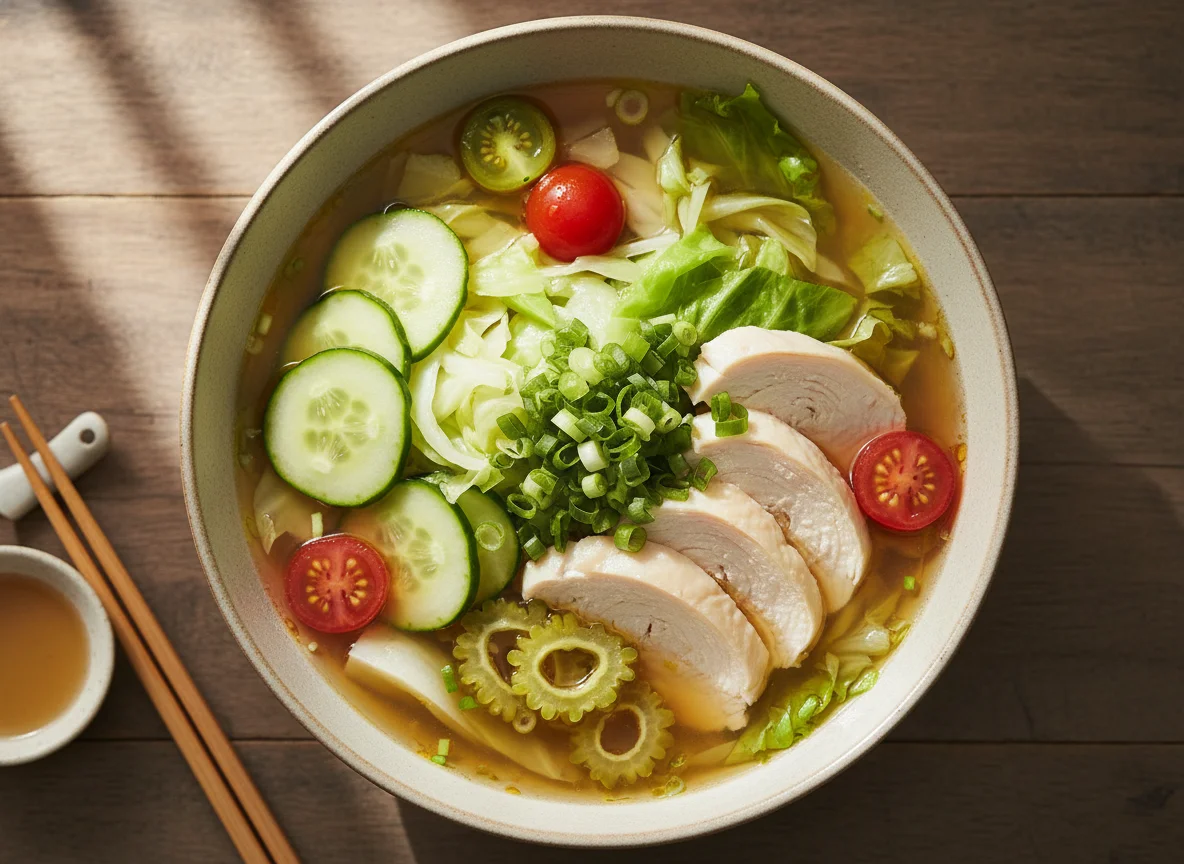 Chicken and Vegetable Bowl with Soup photo