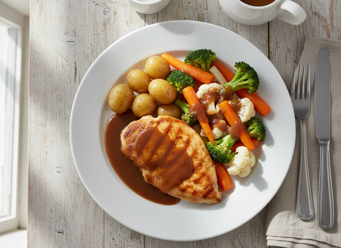 Chicken and Vegetable Dinner with Gravy photo