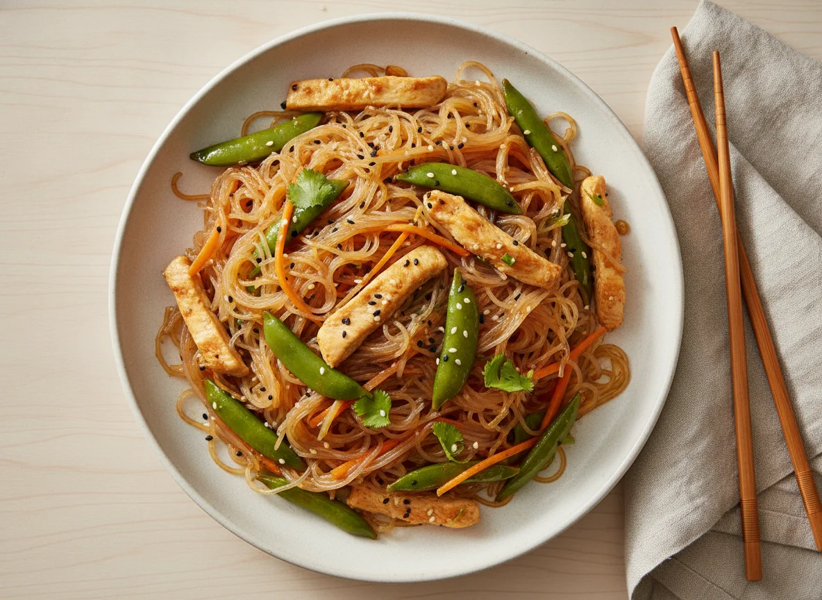Chicken and Vegetable Glass Noodle Stir-fry photo
