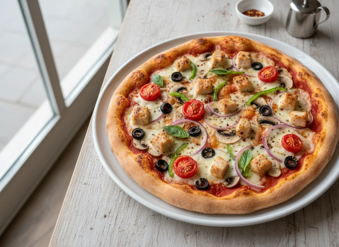Chicken and Vegetable Pizza photo