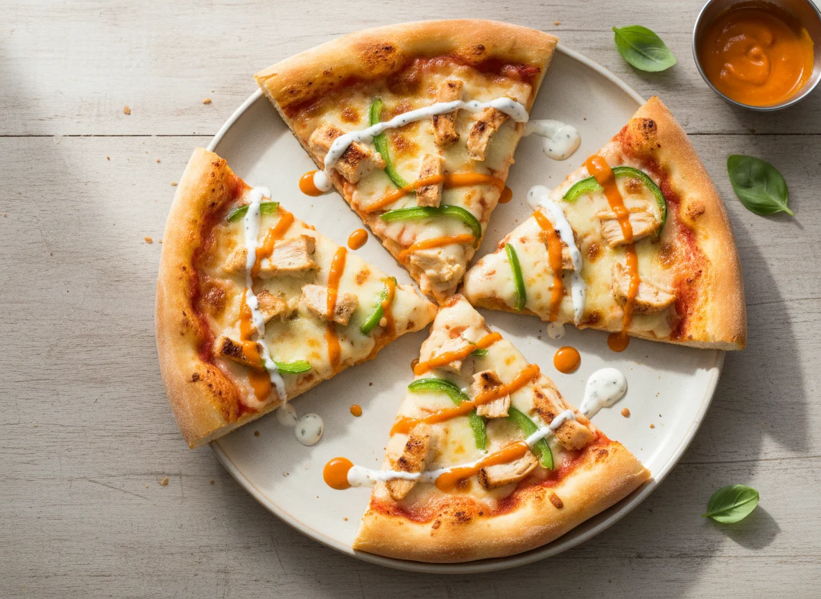 Chicken and Vegetable Pizza Slices photo