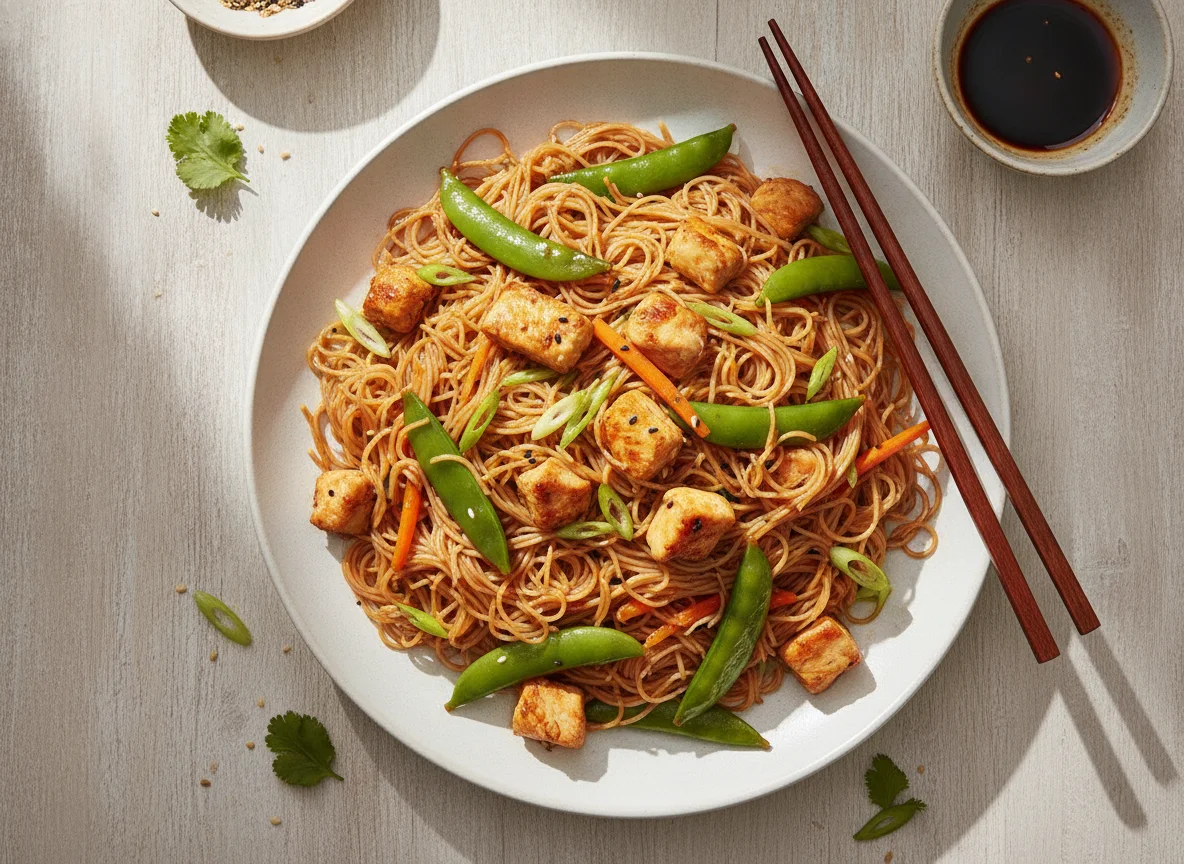 Chicken and Vegetable Rice Vermicelli Stir-fry photo