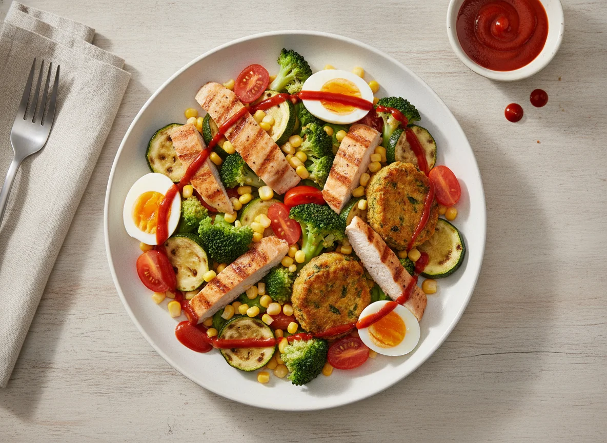 Chicken and Vegetable Salad with Sriracha photo