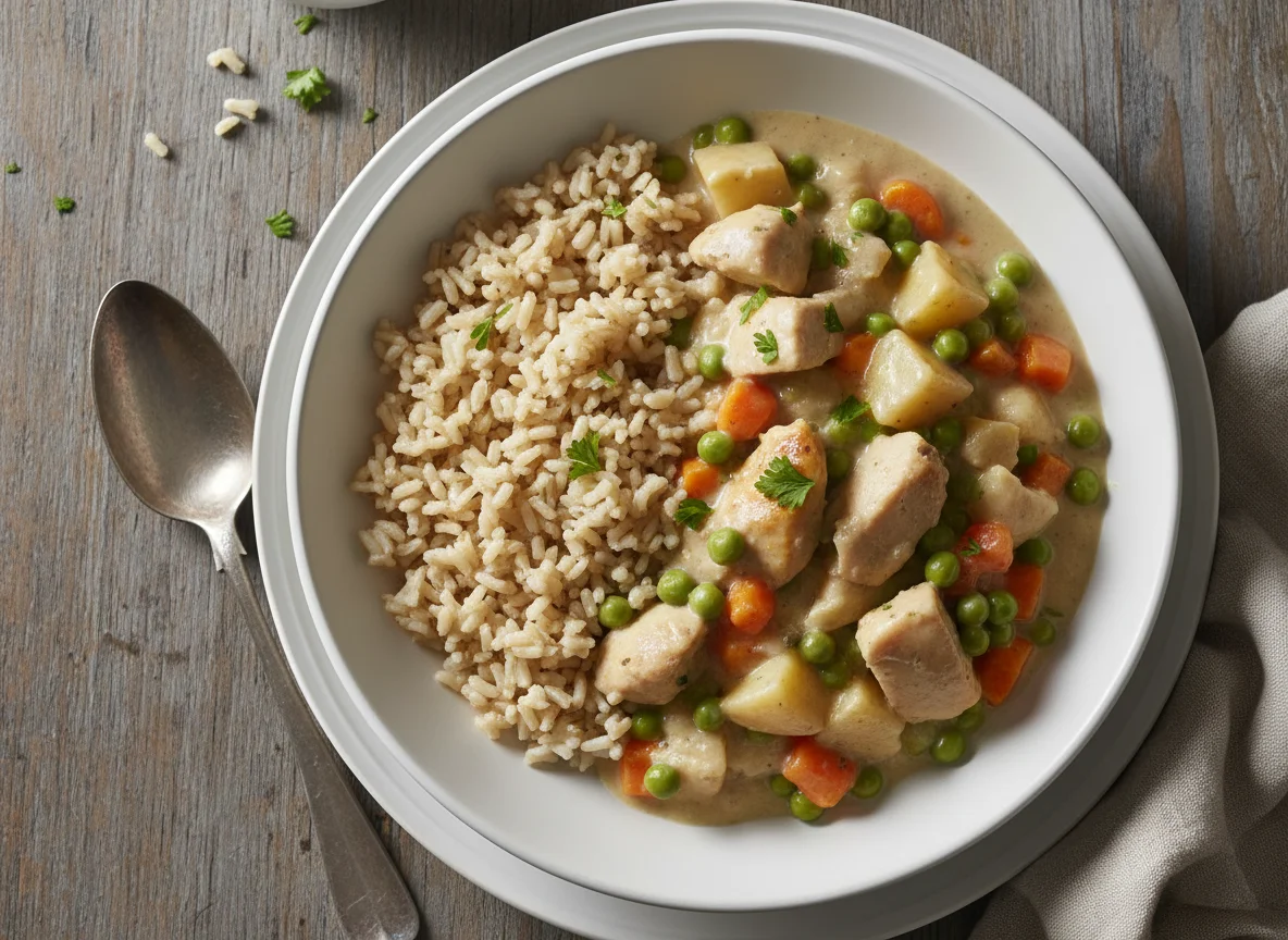 Chicken and Vegetable Stew with Brown Rice photo