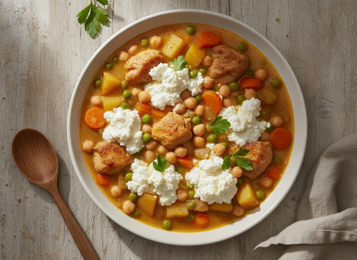 Chicken and Vegetable Stew with Cottage Cheese photo